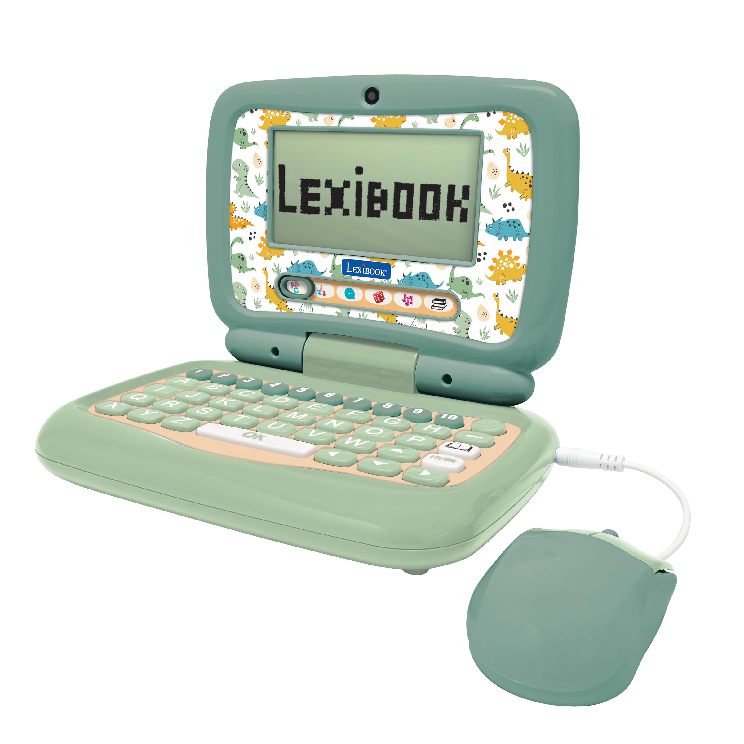 Lexibook, Computer portatile educativo bilingue Inglese/Francese Dinosauro, 40 attività educative, JC398DINOi1LXB
