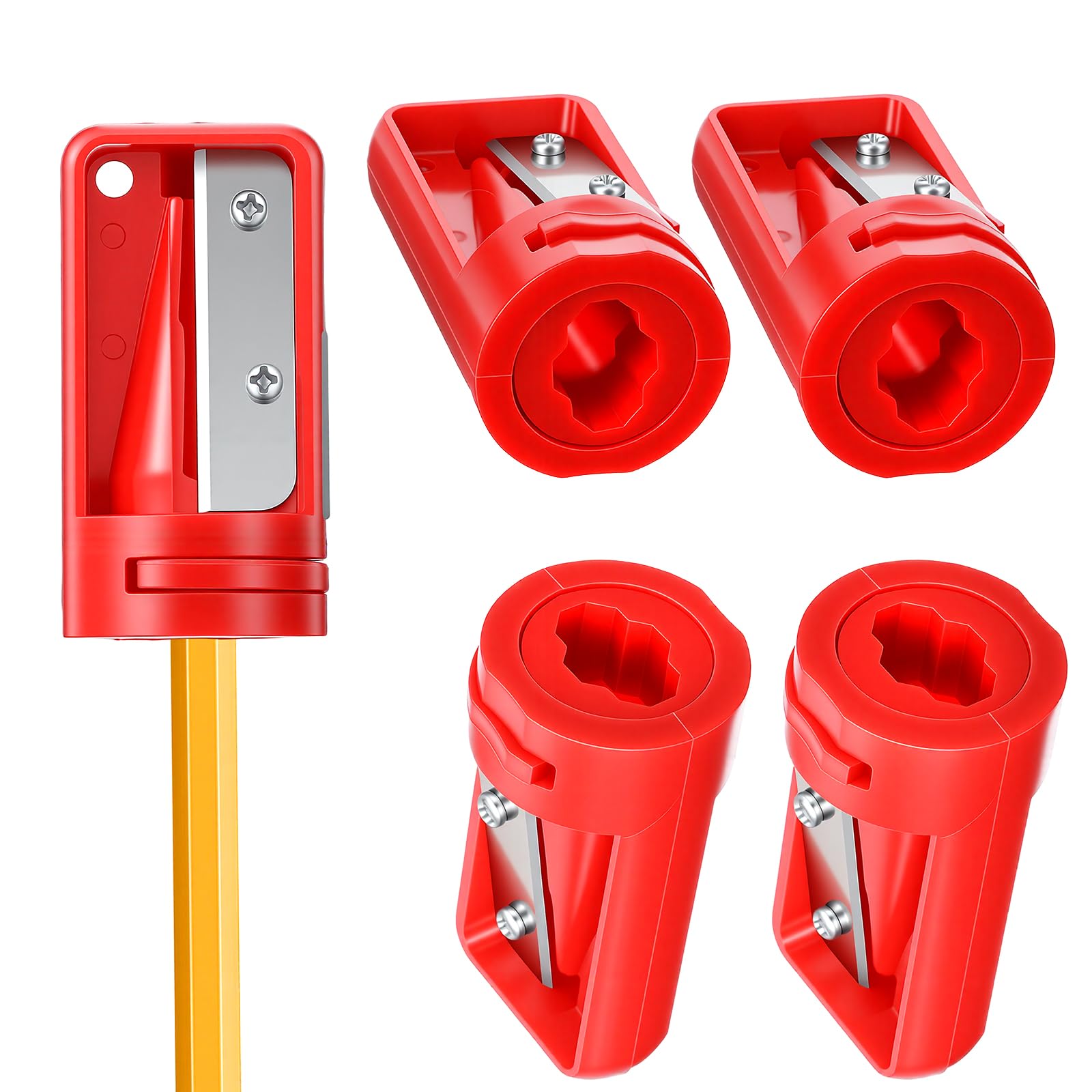 Dplolng 4 Pack Carpenter Pencil Sharpener,Flat Pencil Sharpener Construction Pencils Sharpeners Manual Portable Woodworking Pencils Sharpeners Shaver Narrow Sharpening Tool for Woodworking Tool