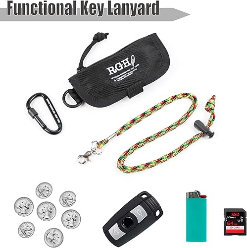 Miniatura 8 de Rough Enough - Monedero pequeño FOB para llaves de coche, cartera EDC para hombres con cordón