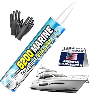 5200 Marine Sealant for Boats & RVs-Fast-Cure (30 Mins), Waterproof, UV-Resistant, High-Bond Adhesive Sealant for Hulls, Decks, Fiberglass, Wood & Metal-Eco-Friendly, Low Odor, with Gloves&Nozzle (1)