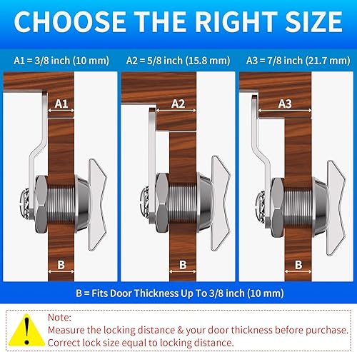 Miniatura 2 de Cerradura de leva desplazada de 58 pulgadas, 5 compartimentos sin llave para RV, pestillo de cajón de buzón de gabinete, cilindro de repuesto 100%
