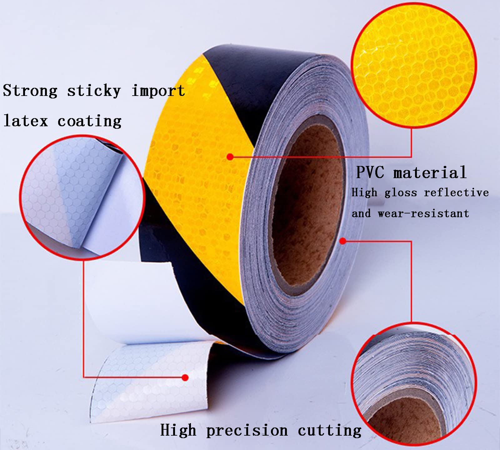 Reflektierendes Band Reflektierendes Klebeband, 2 Zoll x 164 Fuß, gut sichtbares Sicherheitsband for den Außenbereich, robustes Reflektorband for Treppen, Gefahrenhinweise, Parkplätze, LKWs, Autoschil