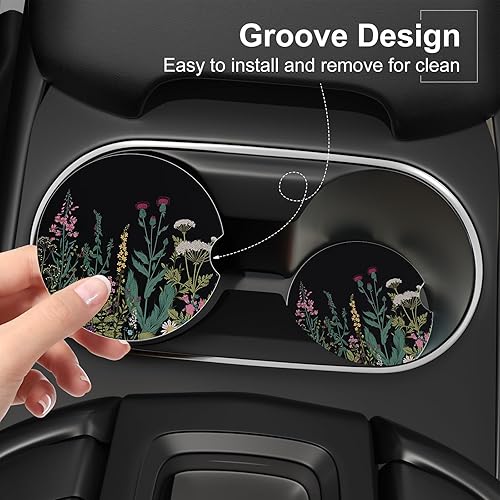 Miniatura 5 de Portavasos para automóvil, posavasos para portavasos de automóvil, paquete de 4 unidades, insertos antideslizantes universales de cerámica