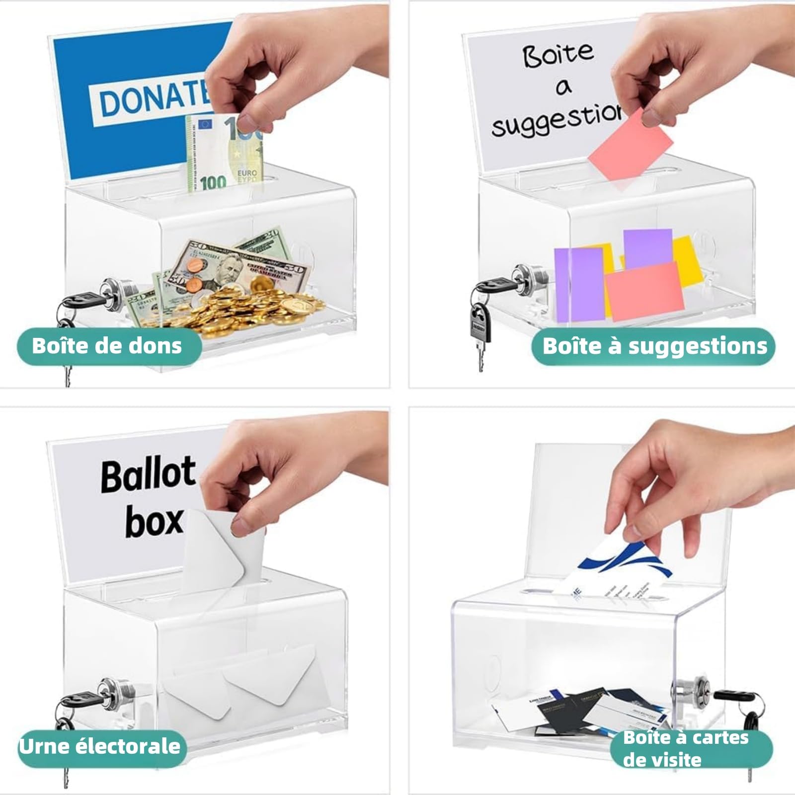 Boîte De Dons En Acrylique, Boîte à Dons Verrouillable