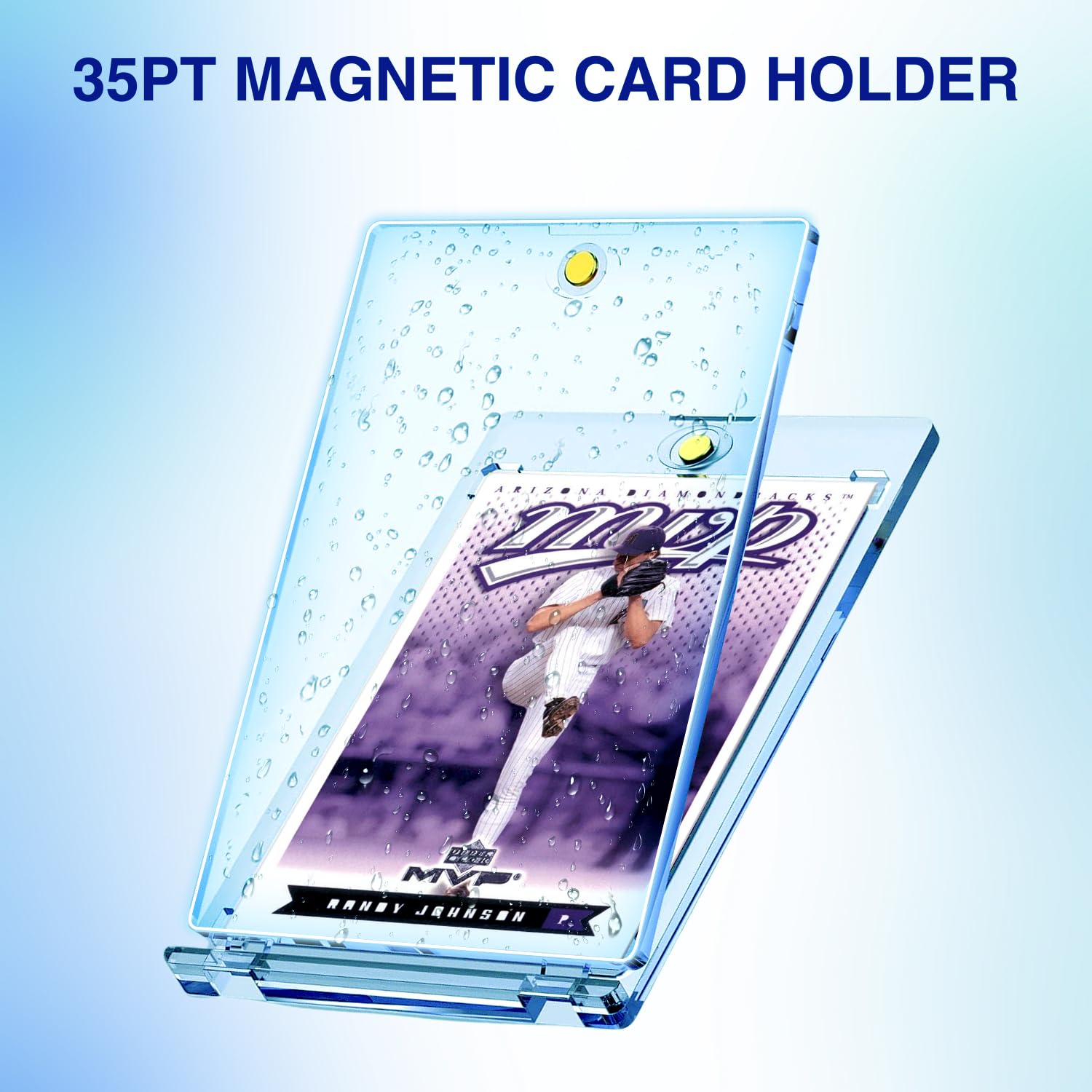 binirin 25PCS Magnetic Card Holders with U-V Protection | 35pt Hard Plastic Card Protectors for Trading Cards, Baseball, Sports & Game Cards | Reusable Display Case with Secure One-Touch Closure