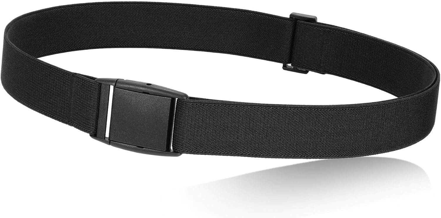 JASGOOD No Show Women Stretch Belt Invisible Elastic Web Strap Belt with Flat Buckle for Jeans Pants Dresses