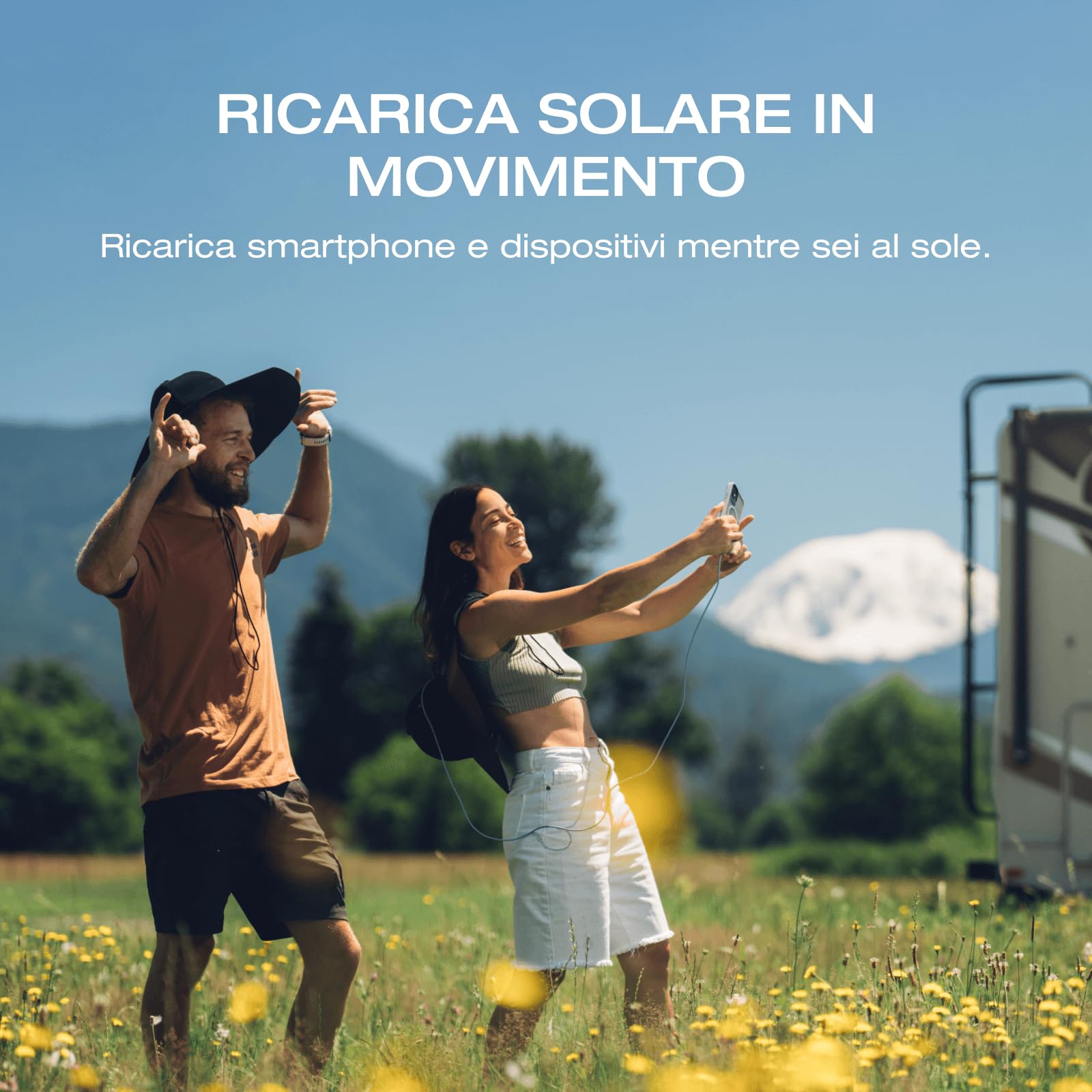 EcoFlow Cappello Solare(M-L) con Generazione di energia Solare a 360 Gradi, Impermeabile, Ultra Leggero, con Doppia Porta USB-A e USB-C, per Escursionismo, Pesca e in Spiaggia