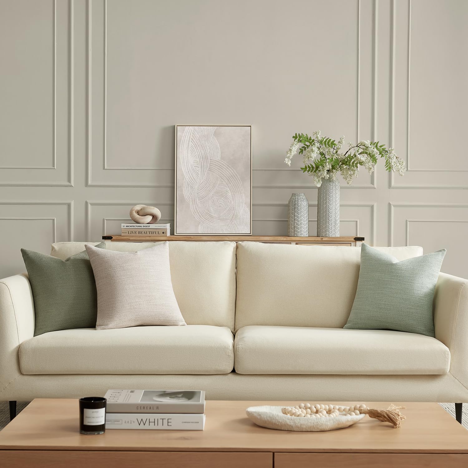 Meekio Set of 2 Linen Look Dark Sage Pillow Covers 18x18, Decorative Throw Pillow Covers for Couch, Sofa, Bed & Living Room Decor - Image 3