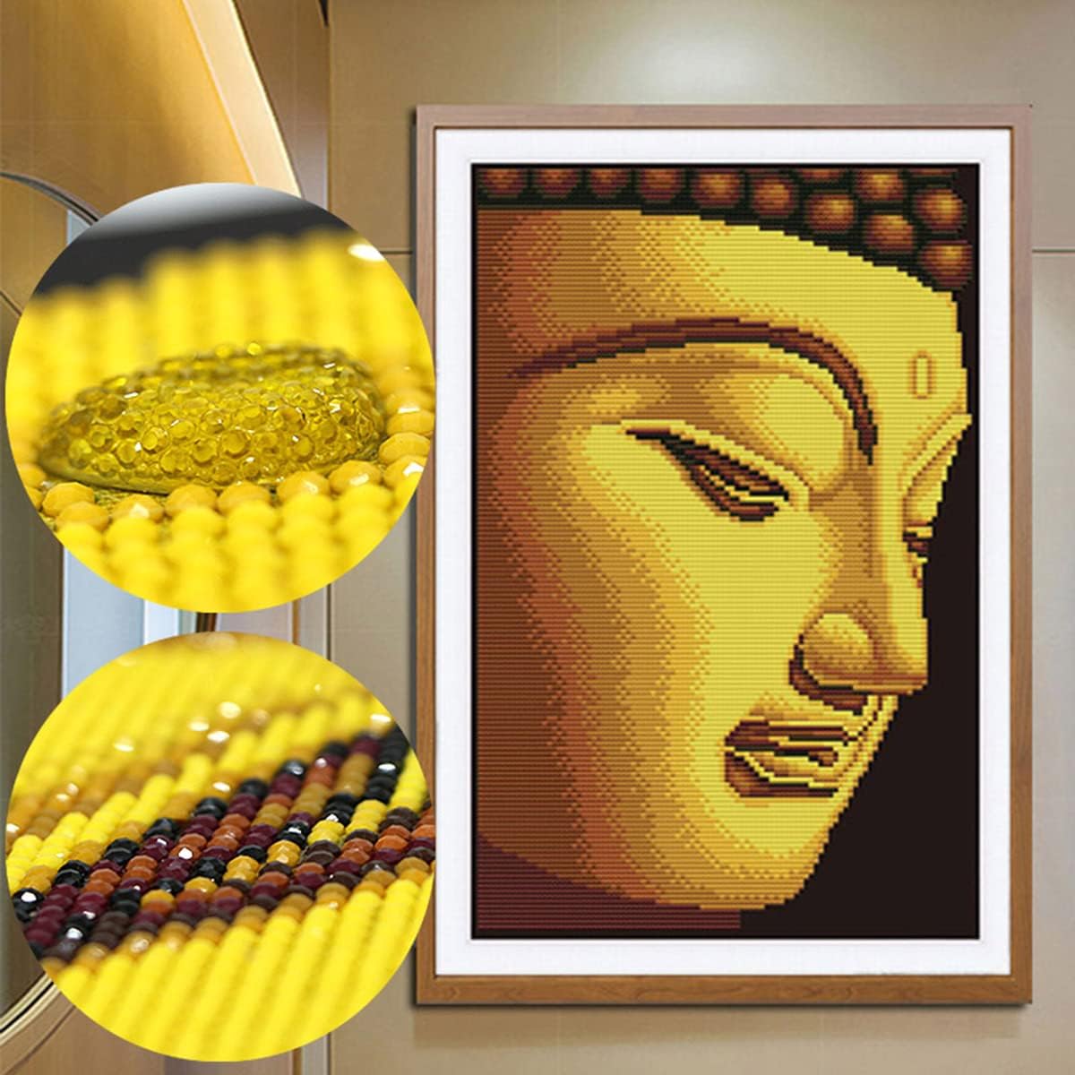 Instarry 5D DIY Diamond Painting Kits for Adults Large Size Golden Buddha Statue Mosaic Cross Stitch Living Room Kitchen Wall Decor 19.7x11.8 inch