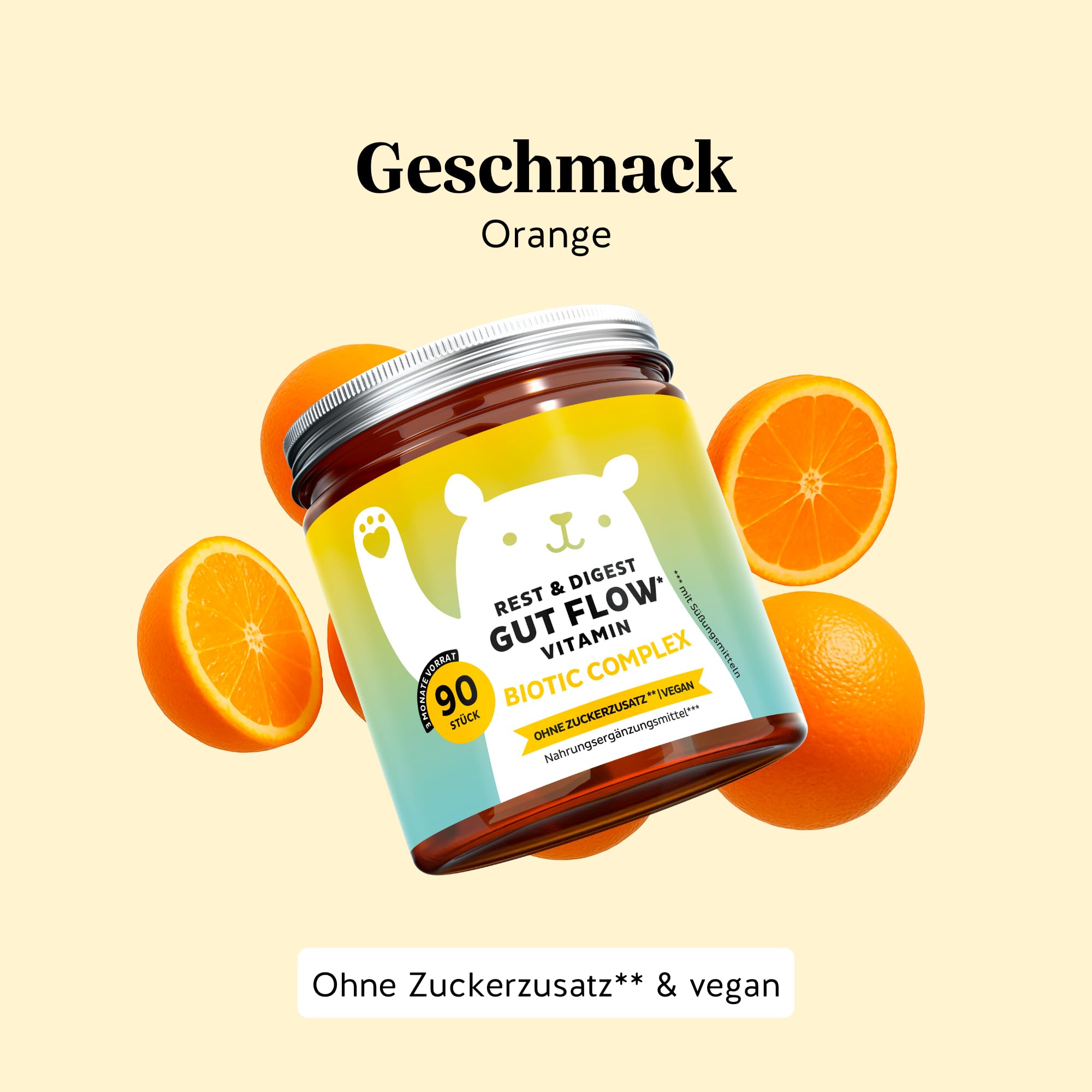 Bears with Benefits - Gummibärchen Bromelain - Probiotika - 90 Stück | Rest & Digest Gut Flow - Probiotika e Bromelain, Inulin,Vitmain B6 - Vorrat für 3 Monate - Ohne Zuckerzusatz, Vegan