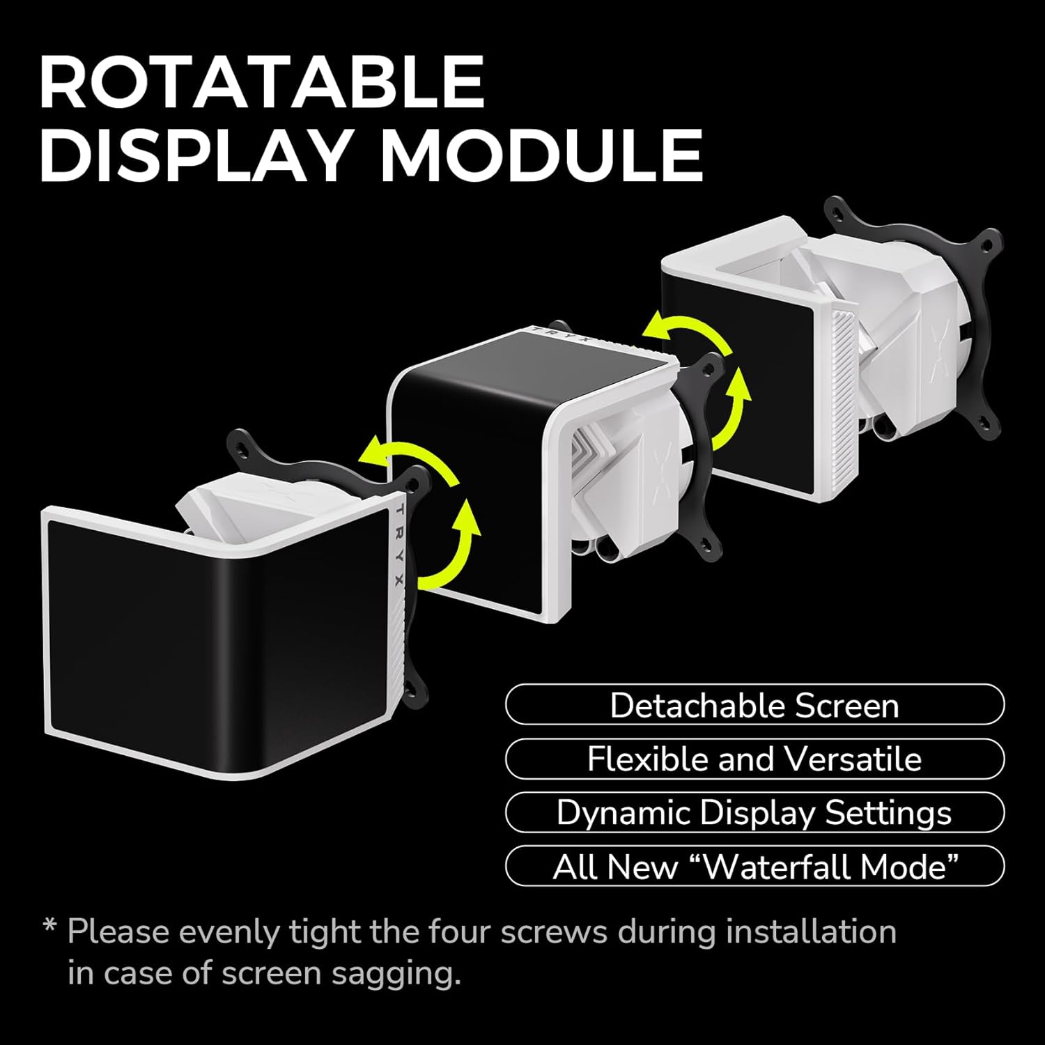 TRYX PANORAMA SE 360 ARGB White 360mm AIO Rotatable 6.67'' AMOLED Curved Screen 3D Anamorphic Effect Customizable AIO Cooler 360mm White Asetek Adela 280w TDP Intel LGA 1851/1700/1200/115X AMD AM5/AM4