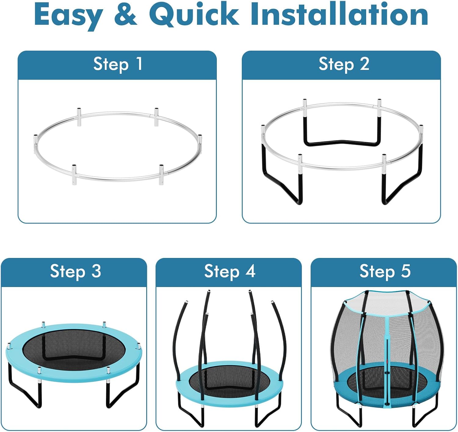 Giantex Toddler Trampoline, Seamless Connection Design Small Kids Trampoline w/Enclosure Net, Double-Side Zipper, Stable W-Shaped Steel Tube Frame, ASTM Approved Indoor Trampoline for Kids