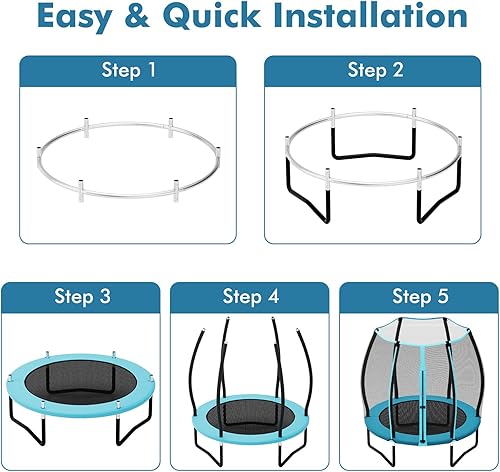 Miniatura 5 de Giantex Trampolín para niños pequeños, diseño de conexión sin costuras, cama elástica para niños pequeños de 46.5 pulgadas con red de cierre,