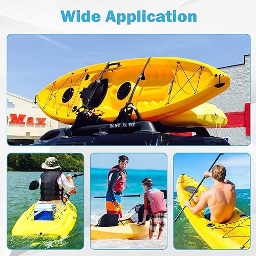 Miniatura 6 de Kit de asas de transporte de kayak con asas en T delanteras y tapones de estribo – 4 piezas cada uno, ojos de almohadilla de kayak con remaches de