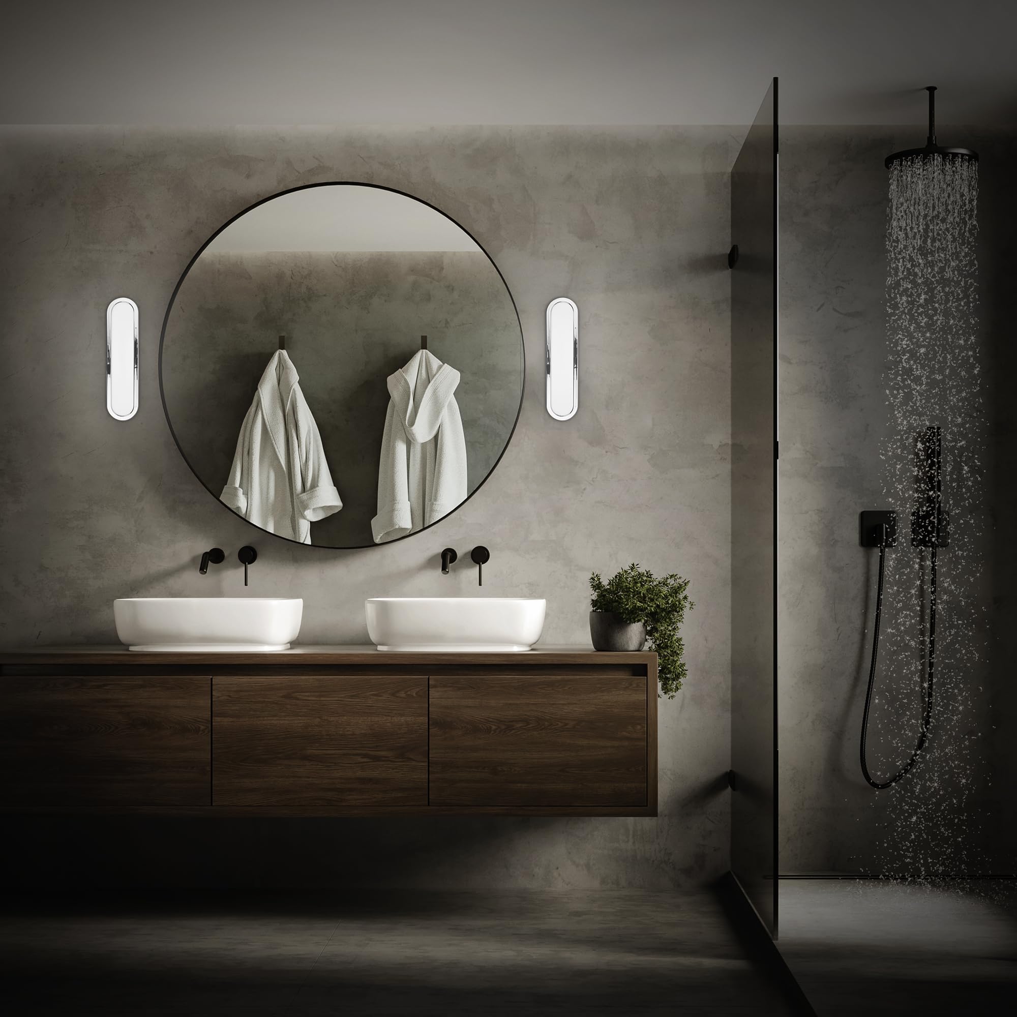 BRILONER - LED Spiegelleuchte Bad mit indirektem Licht, IP44 Spritzwasserschutz, Wandmontage, Badezimmerlampe, Spiegellampe Bad, Lampe Badezimmer, Badlampe Wand, 35 x 9 x 4 cm, Chrom
