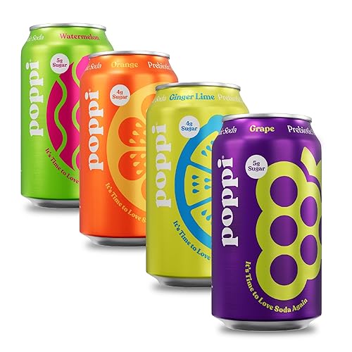 POPPI Soda prebiótica brillante con beneficios de salud intestinal e inmunidad bebidas con vinagre de sidra de manzana agua y jugo Seltzer bebidas