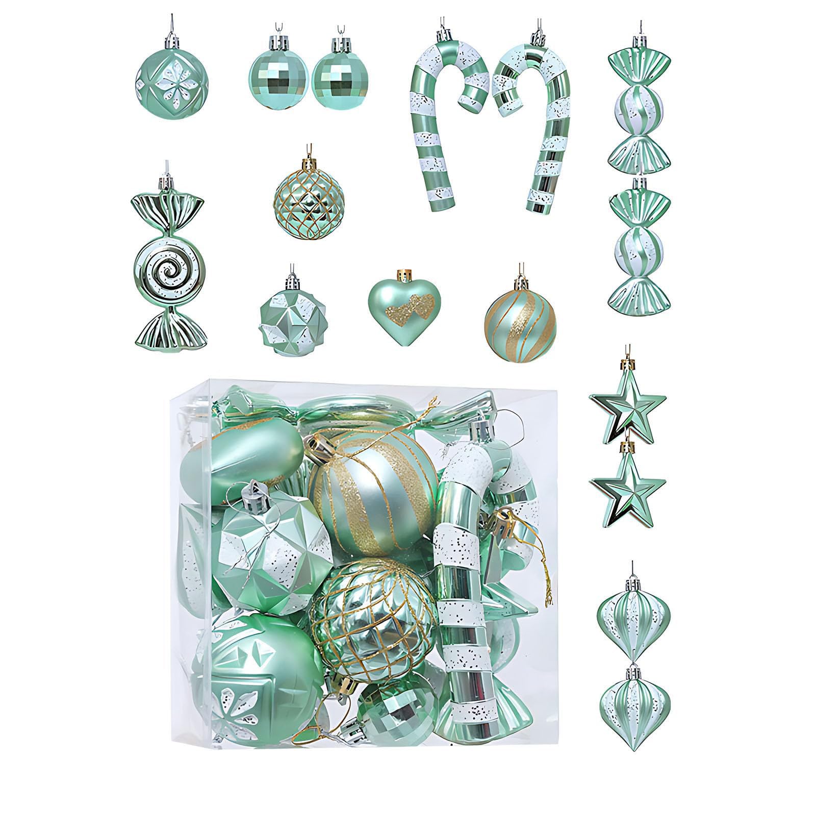 Kalttoy 16 Piece Christmas Ornament Set Bright Holiday Decors Shatterproof User Friendly Tree Hanging Ball Pet Friendly Christmas Accessories