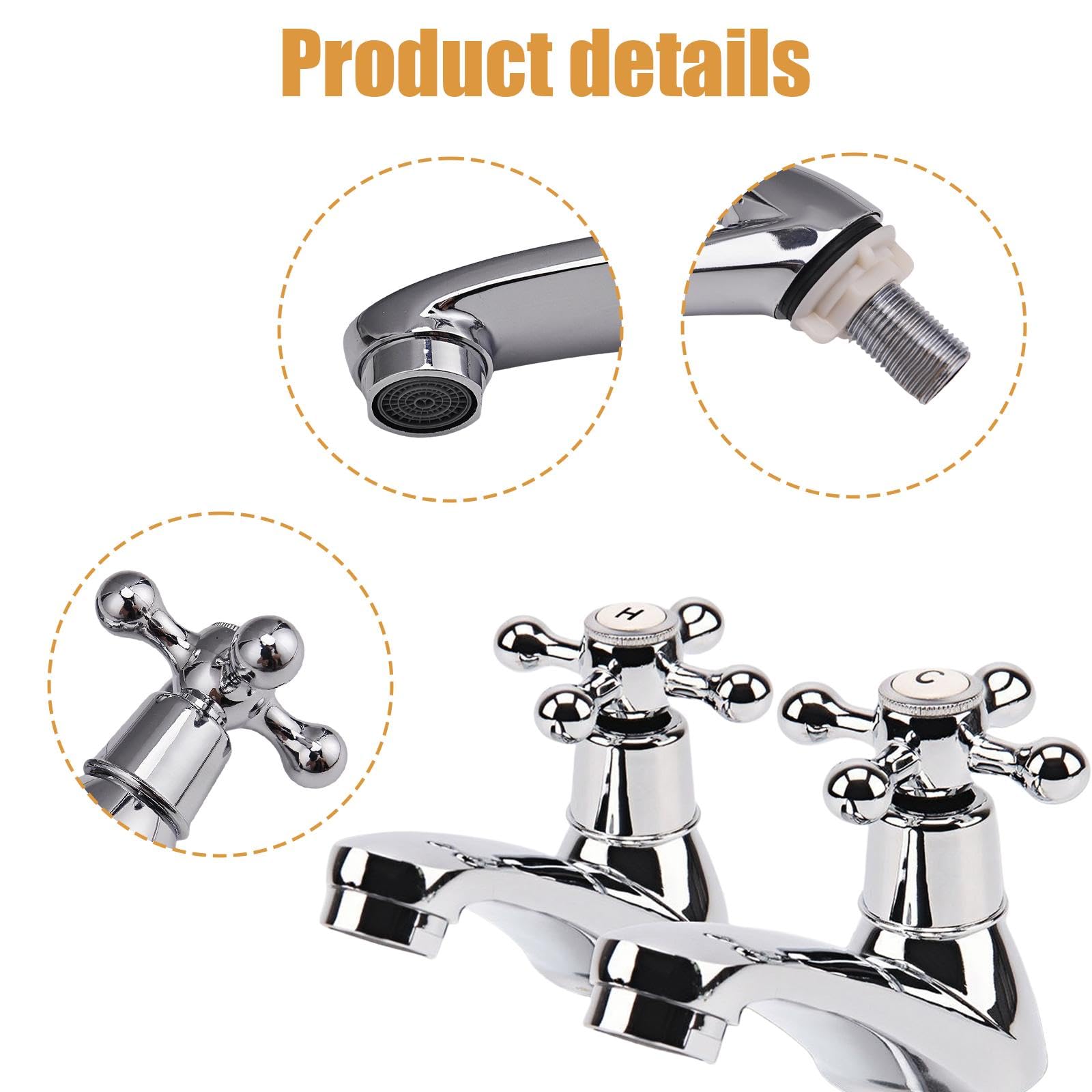 Pack De 2 Grifos De Baño Tradicionales Estilo Victoriano - Agua Fría Y Caliente, Decorativos Para Lavabo Y Bañera, Acabado Cromado Plateado Mate