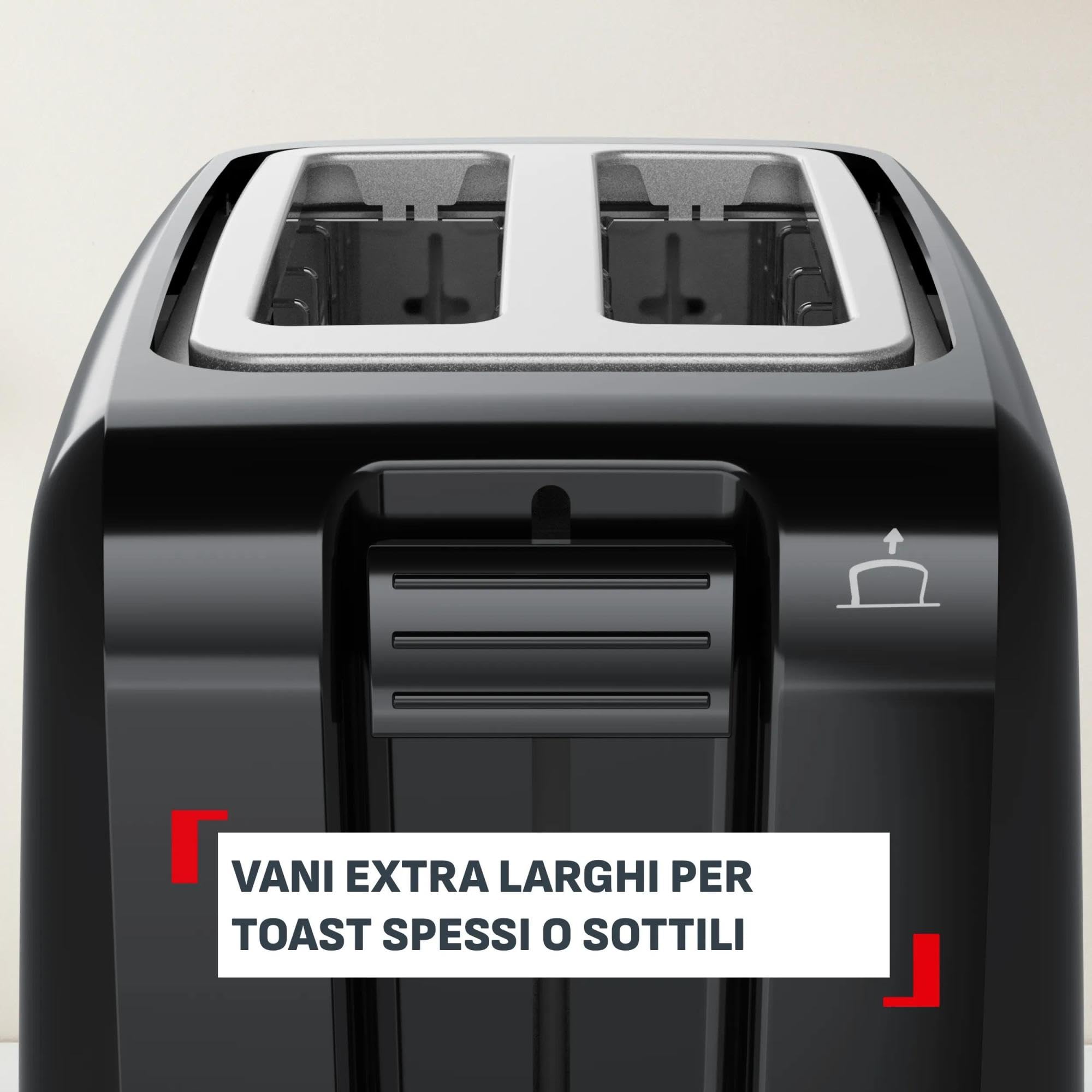 Tefal Vita, Tostapane 2 Fette Con Scaldapanini, Extra Lift, 7 Livelli Di Doratura, Nero, TT1A2810