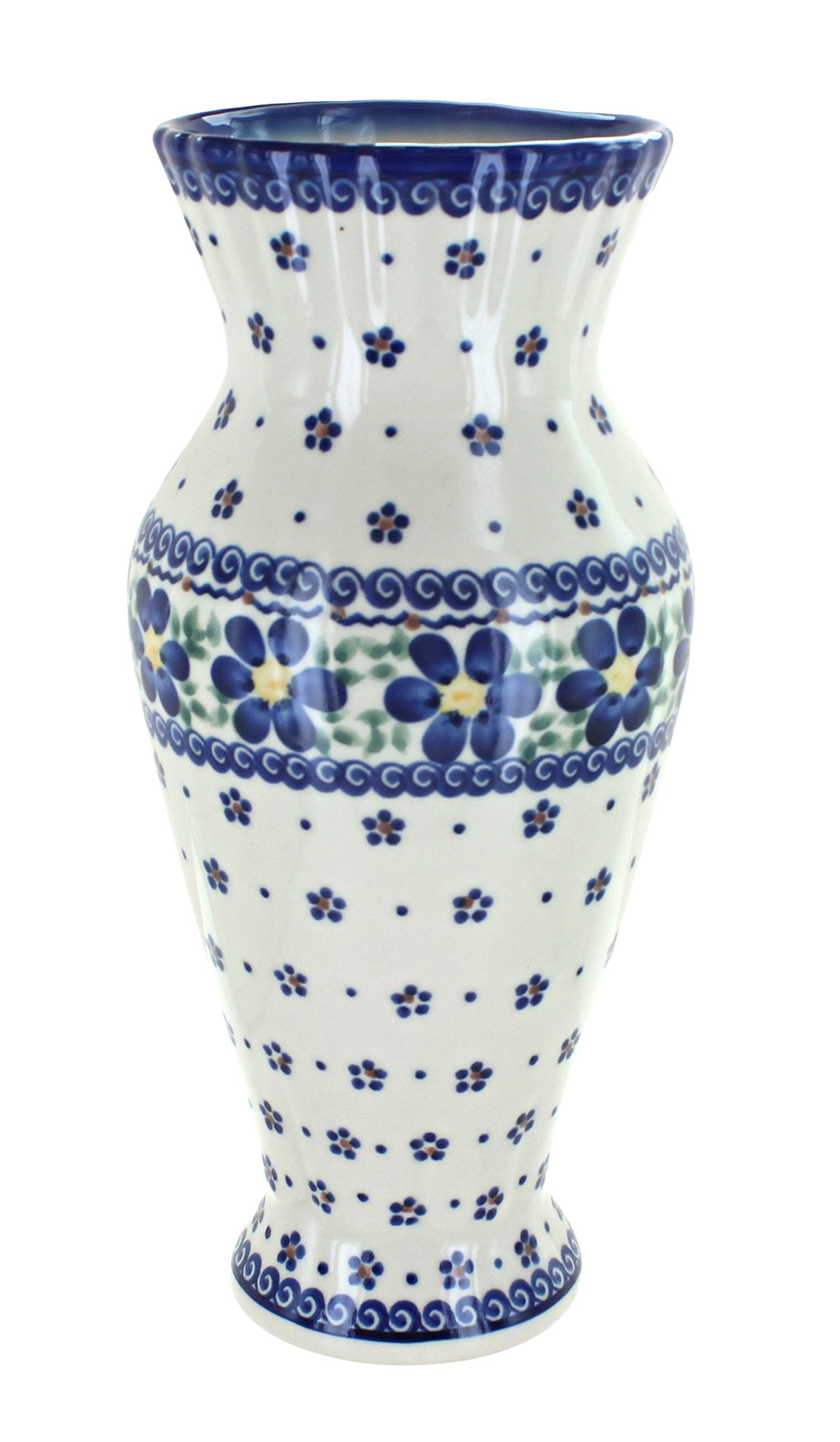 Blue Rose Polish Pottery Spring Blossom Tall Vase