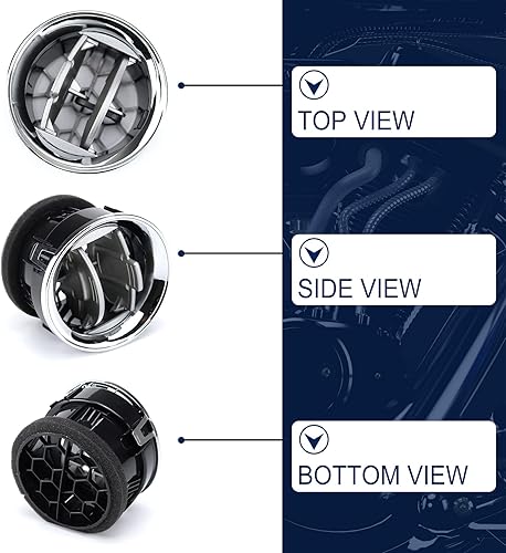 Miniatura 4 de Rejillas delanteras interiores para salpicadero, calefactor de CA cromado, compatible con Ford F150 F-150 Lobo 9L3Z-19893-CA 2009-2014, 4 unidades