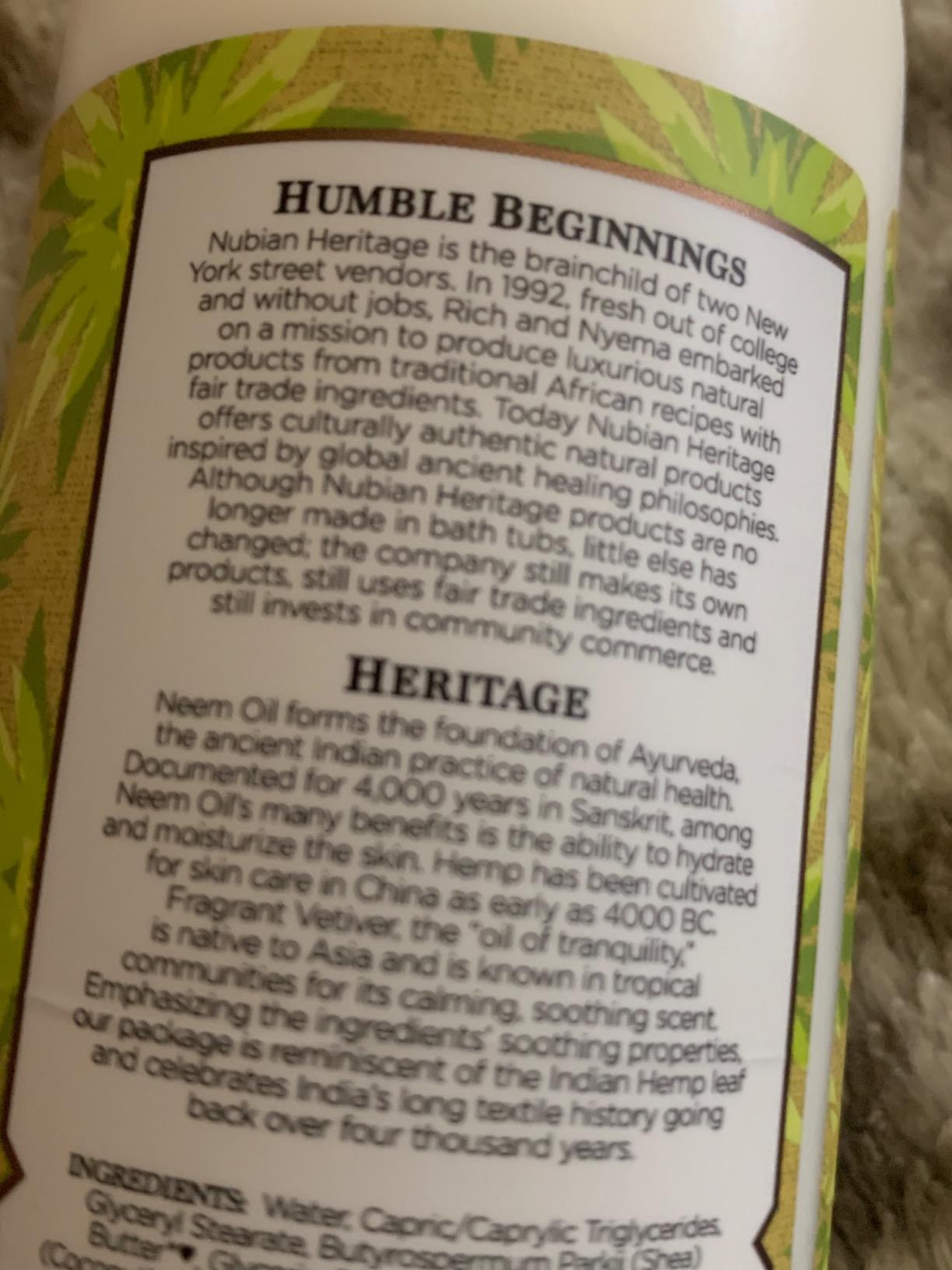 Unilever Nubian Heritage Body Lotion Indian Hemp & Haitian Vetiver for All Skin Types Made with Fair Trade Shea Butter, 13 oz