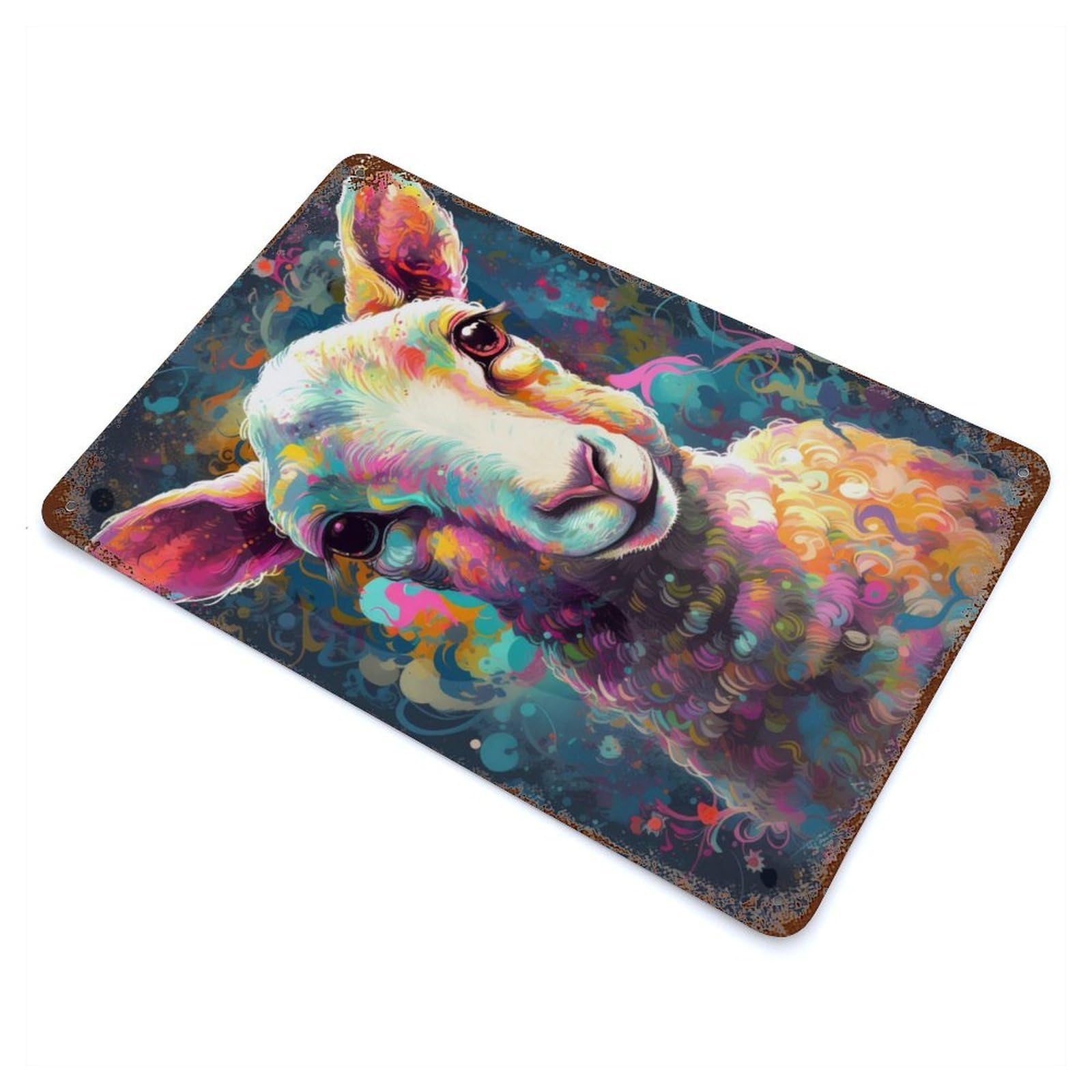 The Innocent Lamb Decorative Tin Sign 11.8"x7.9", for Farmhouse, Kitchen And Entryway Decor, Shabby Chic Decor