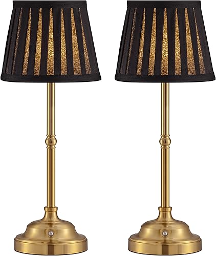 KDG Juego de 2 lámparas de mesa LED inalámbricas, lámparas de escritorio portátiles con pantalla de tela, iluminación recargable de 5000 mAh, luz