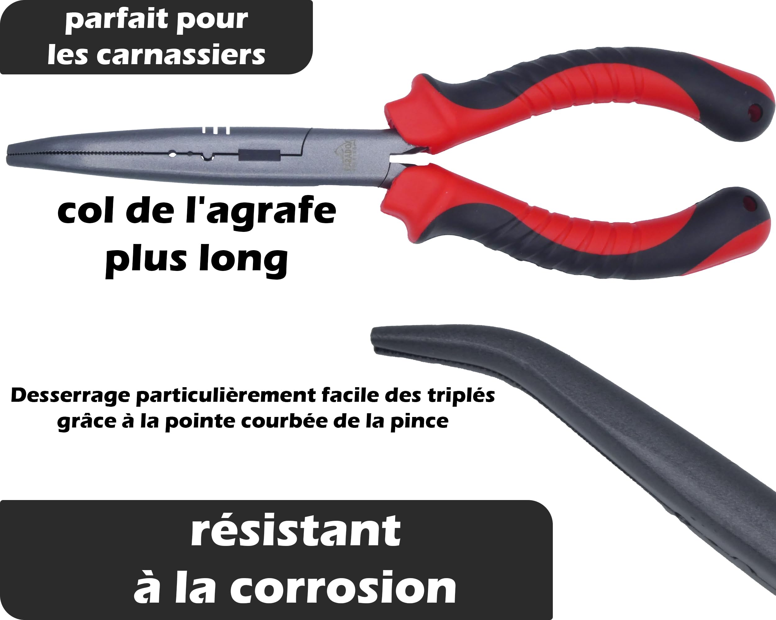 Paradox Fishing Pince de pêche pour poissons prédateurs - 22 cm - Décrocheur d'hameçon - Pince de pêche - Pince à manchon de serrage - Accessoire de pêche - Résistant à la corrosion