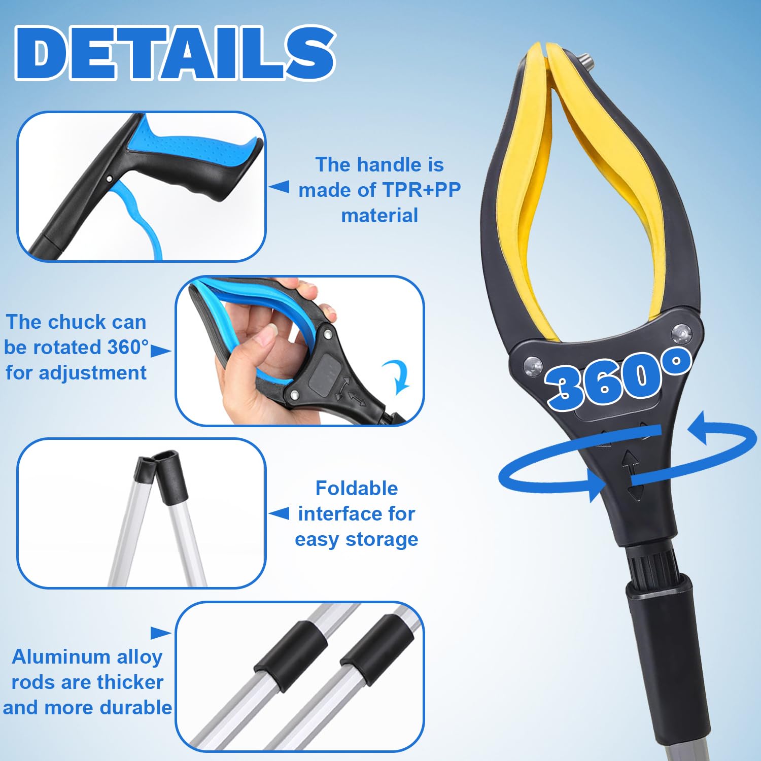 Pinza Raccogli Oggetti, 2pcs Pinza Telescopica Pieghevole, Pinza Raccogli Rifiuti, Raccoglitore di Immondizia, Pinza Telescopica con Punta Magnetica, Pinza Magnetica Pieghevole (M2) - 3