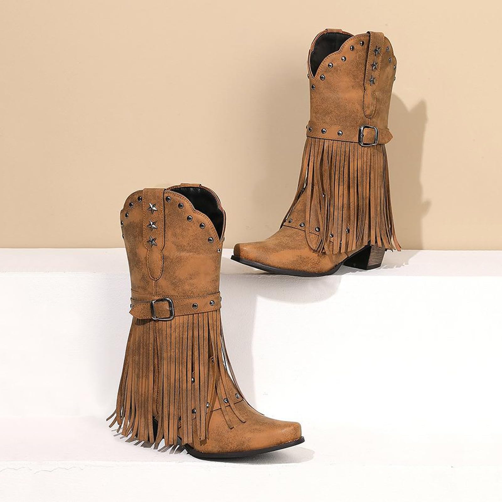 Stivali da Pioggia Donna Moda Lunghi con Cerniera Laterale E Lacci con Motivo Stampato Giardino Impermeabili Stivali Western Generisch Stivaletti da in Pelle Antiscivolo Invernali Scarpe da