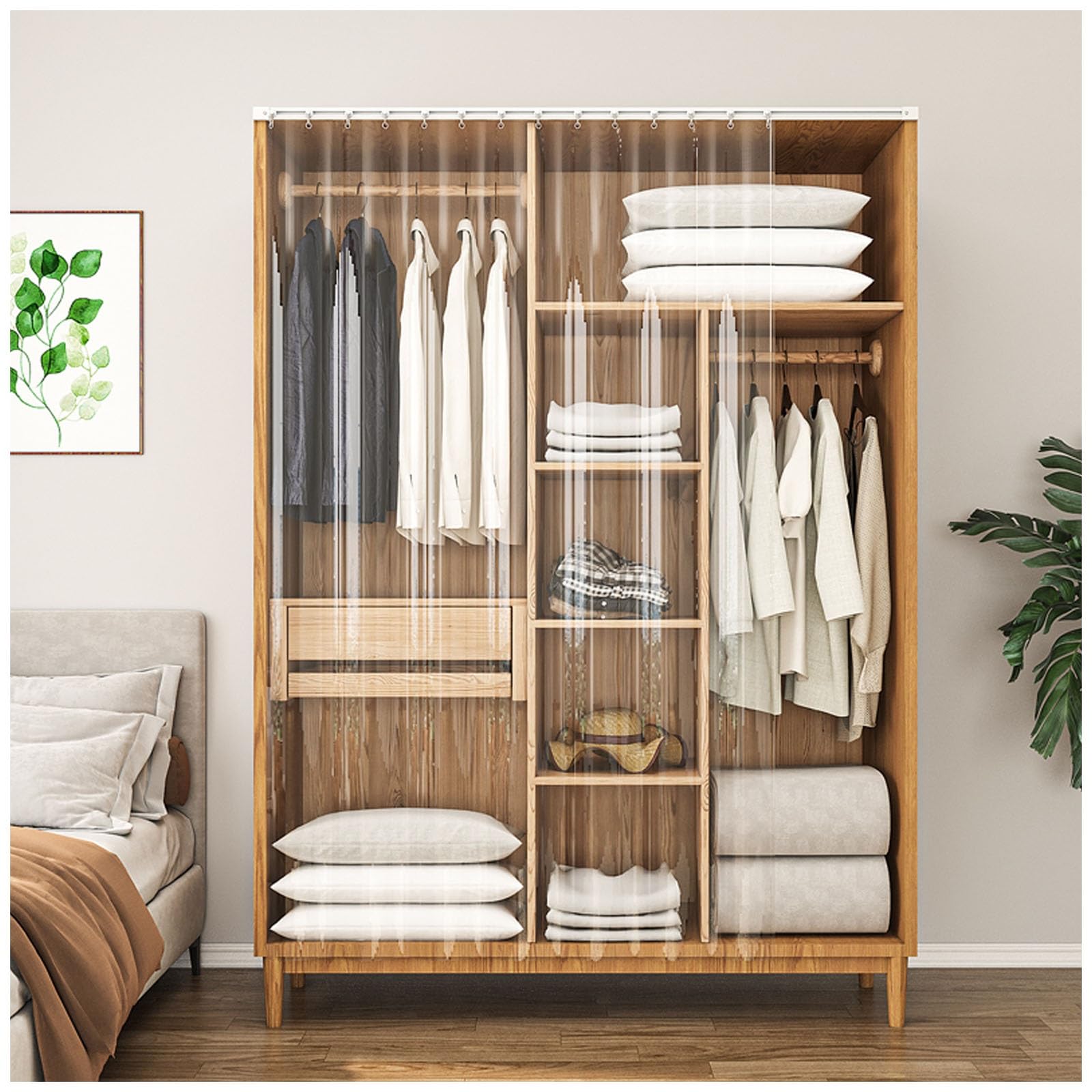 Rideau de placard sous évier étanche et transparent pour cuisine et rangement moderne