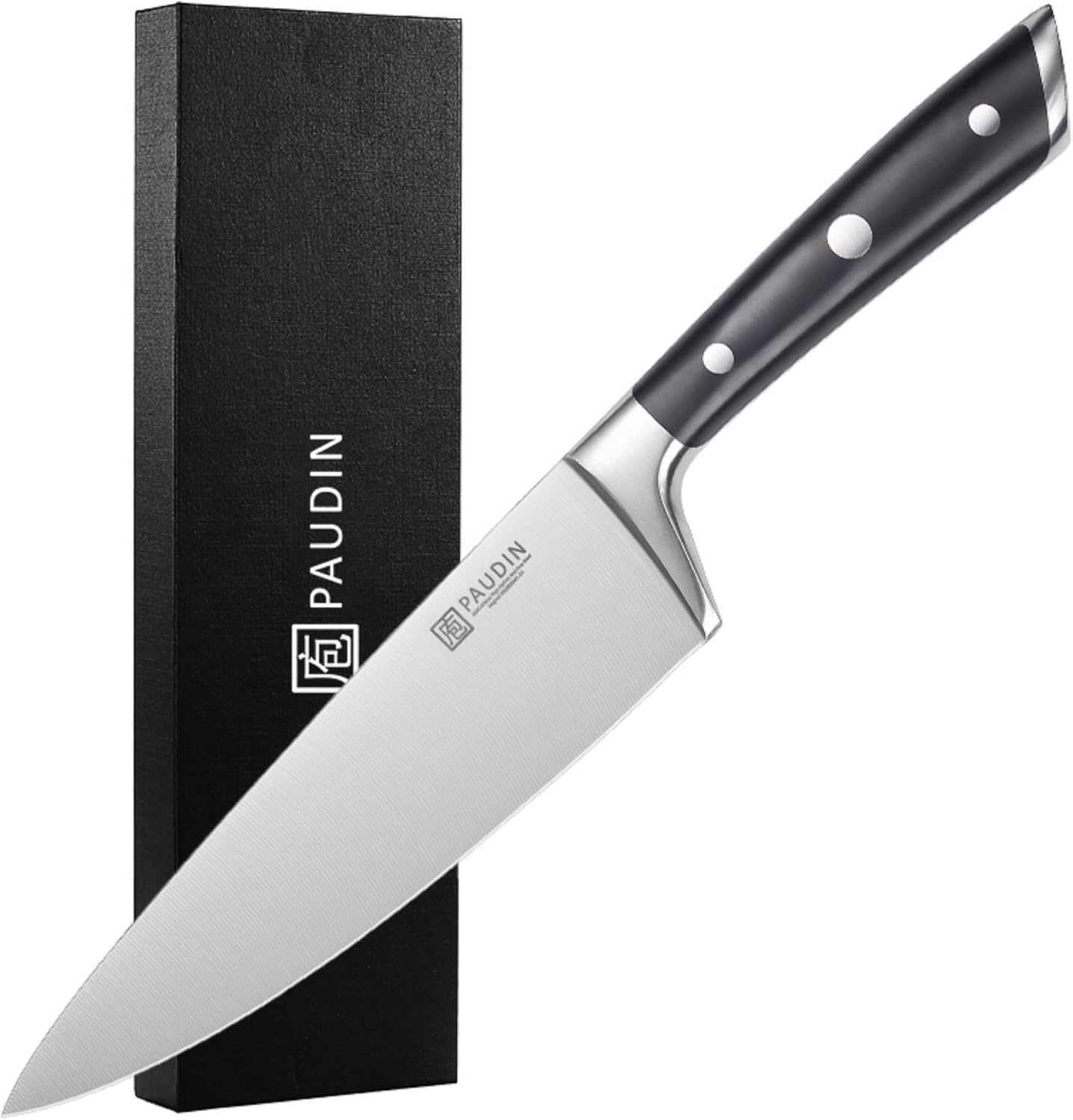 PAUDIN 8-Inch Chef's Knife  Ultra-Sharp High Carbon Stainless Steel Blade, Ergonomic Handle, Professional Quality Kitchen Knife in Gift Box for Home & Restaurant Use