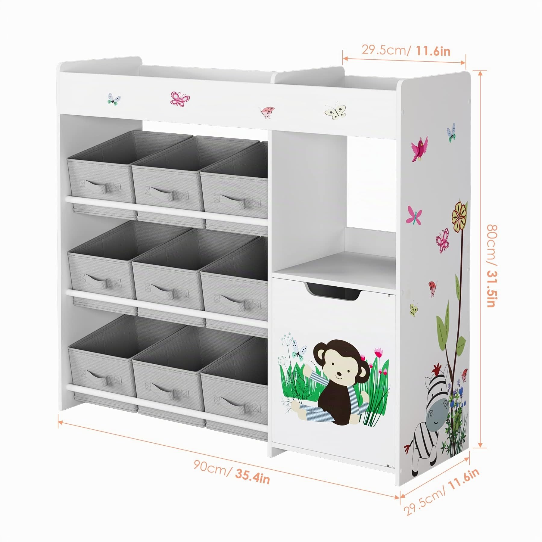 HOCSOK Meuble Rangement Enfant, Rangement Jouet Enfant avec Étagère Bibliothèque pour Chambre d’Enfant, Blanc, 1 Pièce