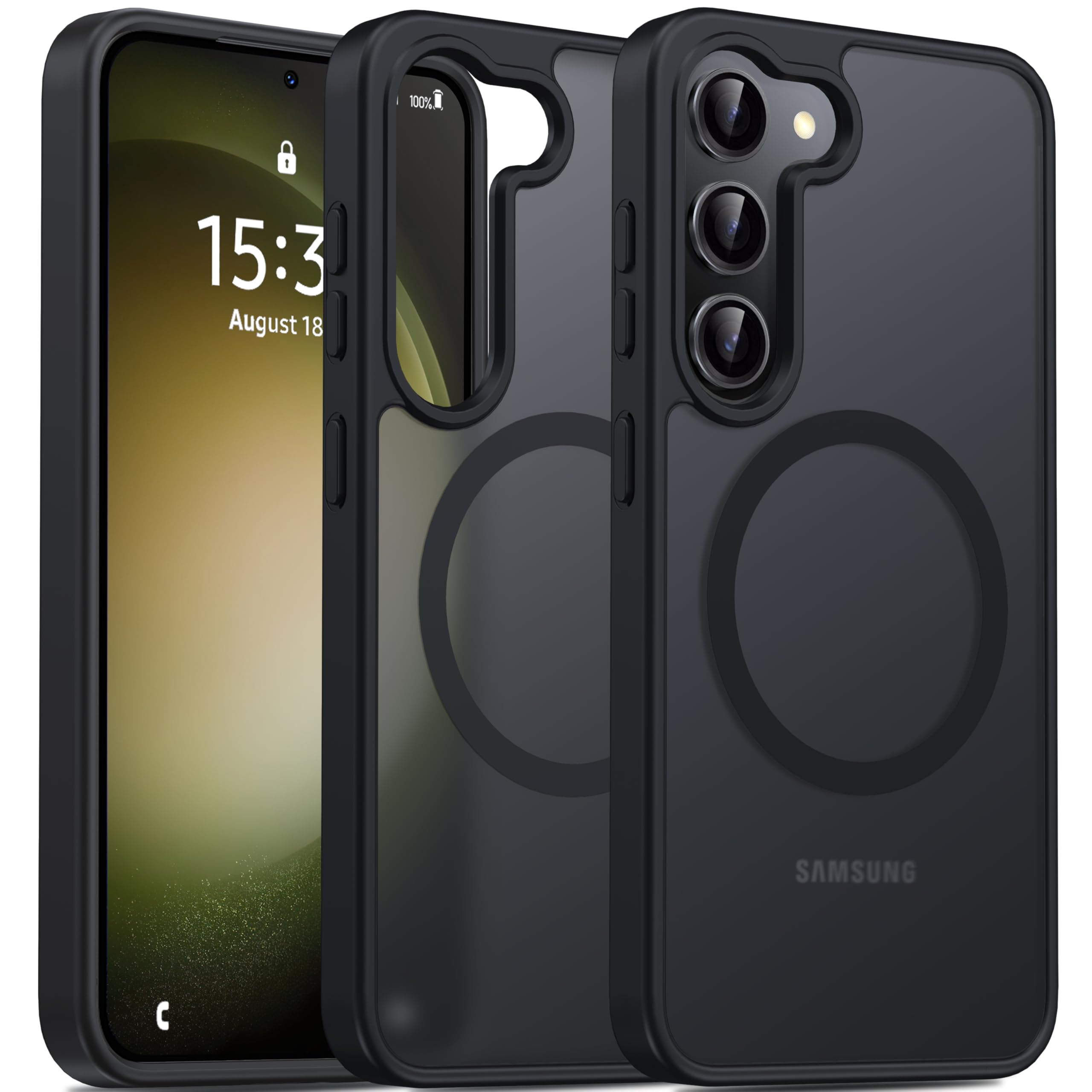 Oterkin Magnetic for Samsung Galaxy S23 Case Matte, S23 Phone Case Compatible with MagSafe Frosted Translucent Shockproof Anti-Scratch Slim Fit Case