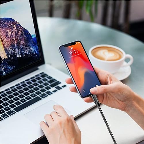 Miniatura 6 de cugunu Cargador para iPhone, 5 unidades de 3/3/6/6/10 pies, con certificación MFi de Apple, cable Lightning USB de nailon trenzado, cable de carga