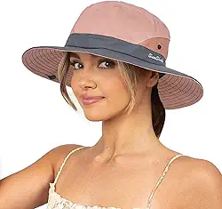 Chapéu de sol feminino de verão com proteção UV chapéu de praia de malha de aba larga chapéu de pesca com furo de rabo de cavalo chapéu dobrável embalável