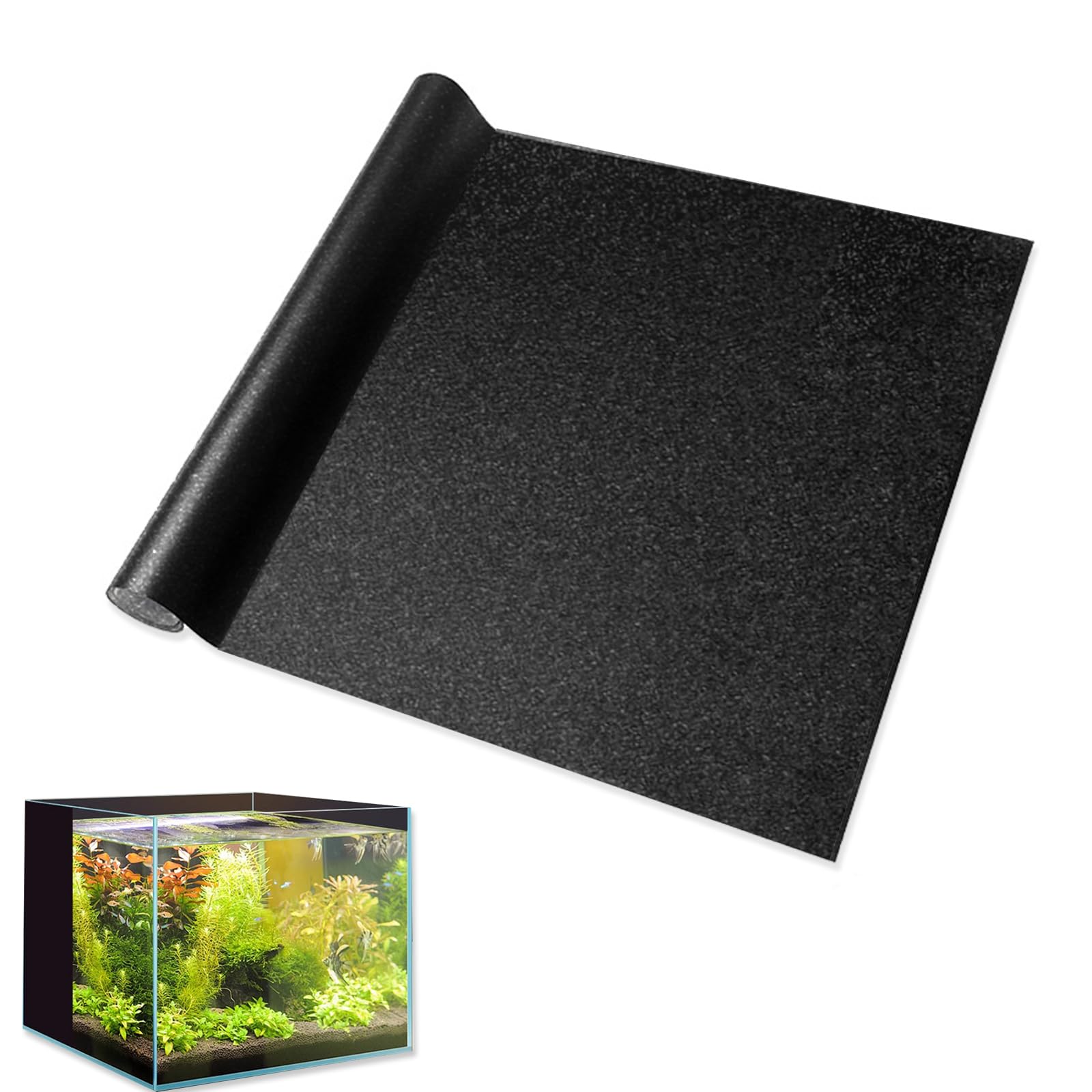Pellicola per Acquario Autoadesiva, Pellicola per Fondo Acquario 200x40cm PVC Adesivo Statico Nero Tagliabile per Fondo Acquario Terrario