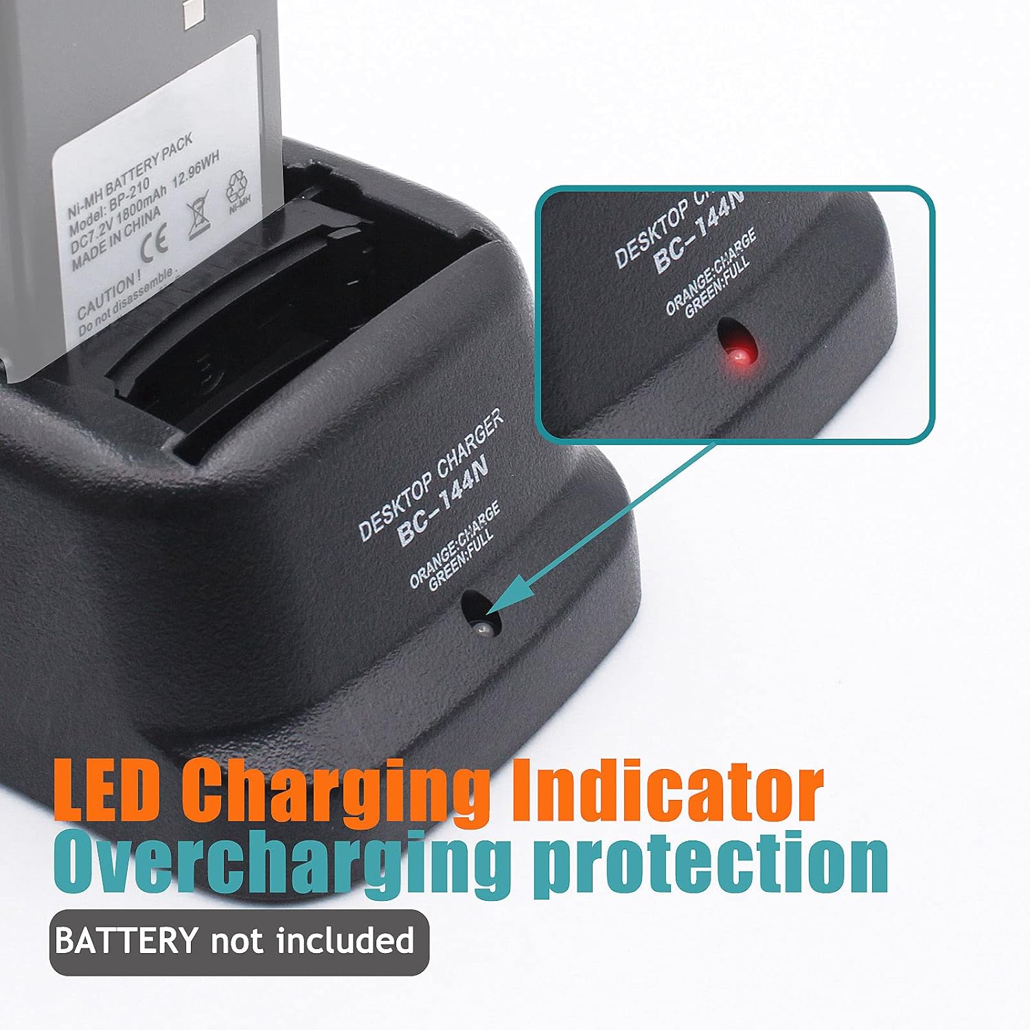 Replace BC-144N Rapid Charger for ICOM IC-A6 IC-A24 IC-F3GT IC-F4GT IC-F30GT IC-F40GT IC-F11 IC-F21 IC-V8 IC-V82 IC-U82 Radio BP-209N BP-210N BP-222N