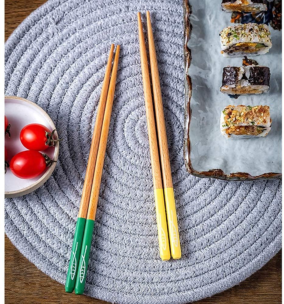 Palillos Chinos Reutilizables japoneses Palillos de Metal Juego de 5 Pares de Palillos de Sushi, Palillos Chinos de Madera Natural japoneses Reutilizables portátiles para Cocina Va