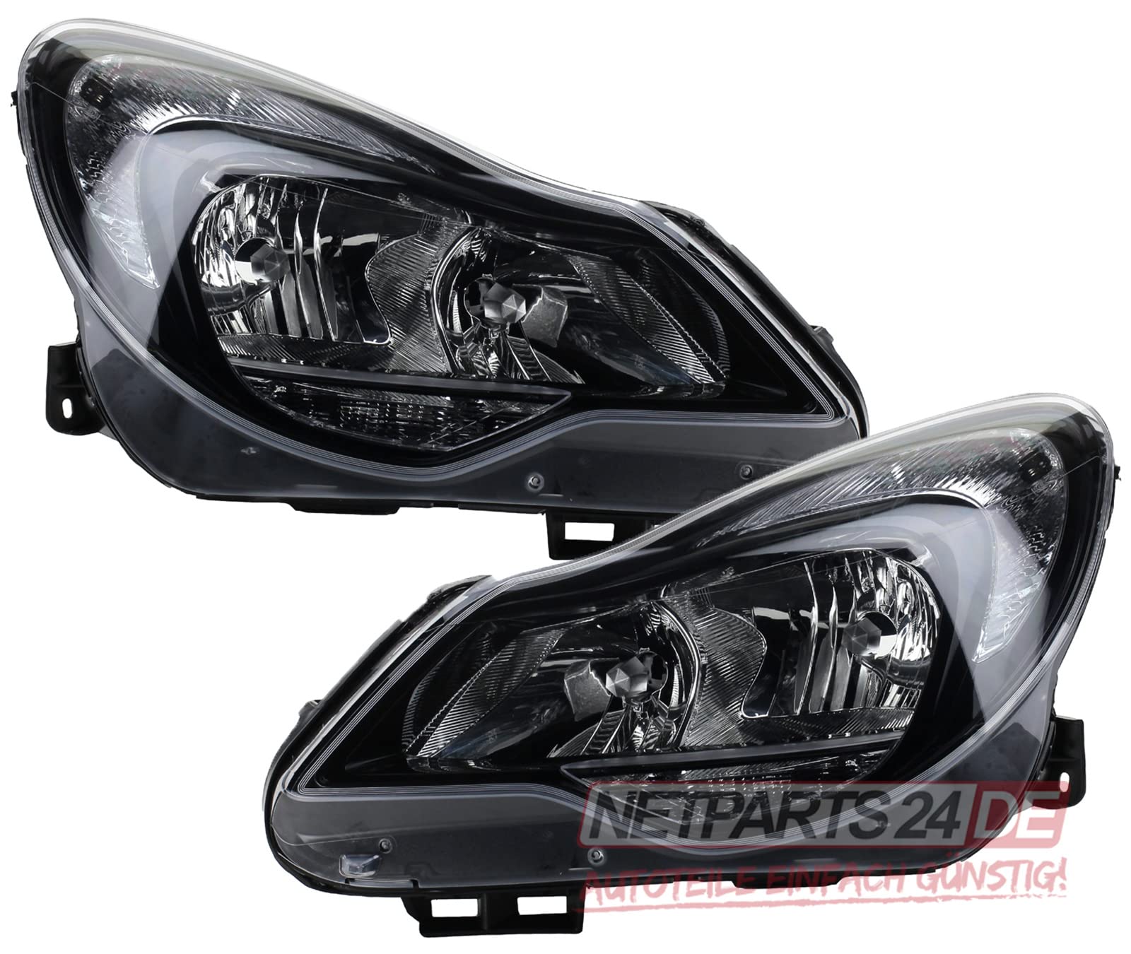Johns Set di fari alogeni adatto per Opel Corsa D 2011- H7 H1 Rec. sinistro con TFL