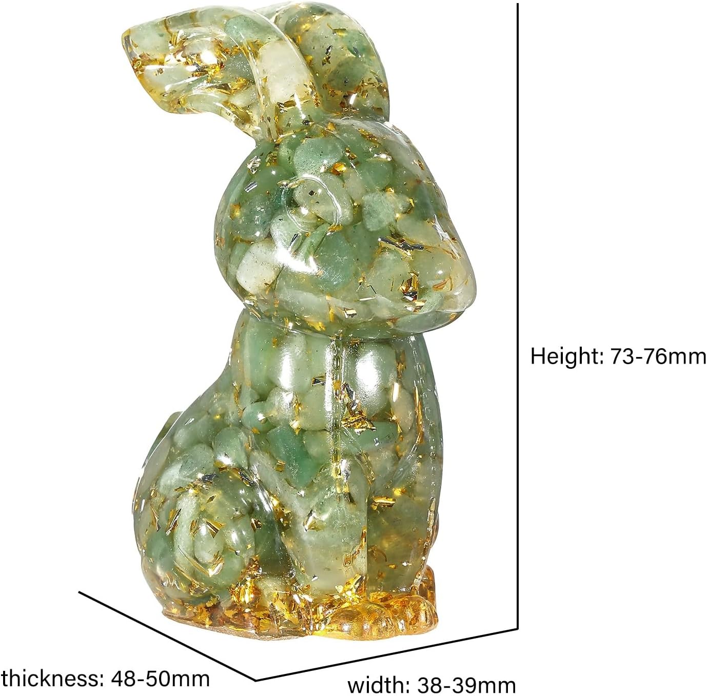 Nupuyai Green Aventurine Resin Rabbit Bunny Statue, Stone Rabbit Figurines for Home Decor Garden Office Desk