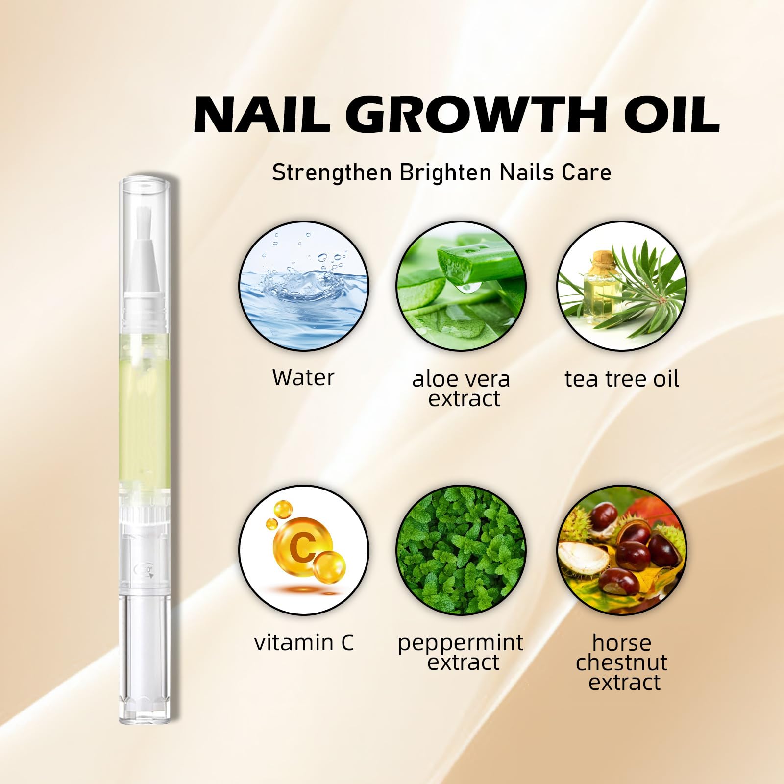 5 pezzi Anperio Nail Growth Pen, Cosmetics Stem Cell Nail Growth Pen, Nail Growth Oil Pen per idratare rafforzare illuminare, siero di olio per cuticole per rafforzare le unghie idratare (5 pezzi)