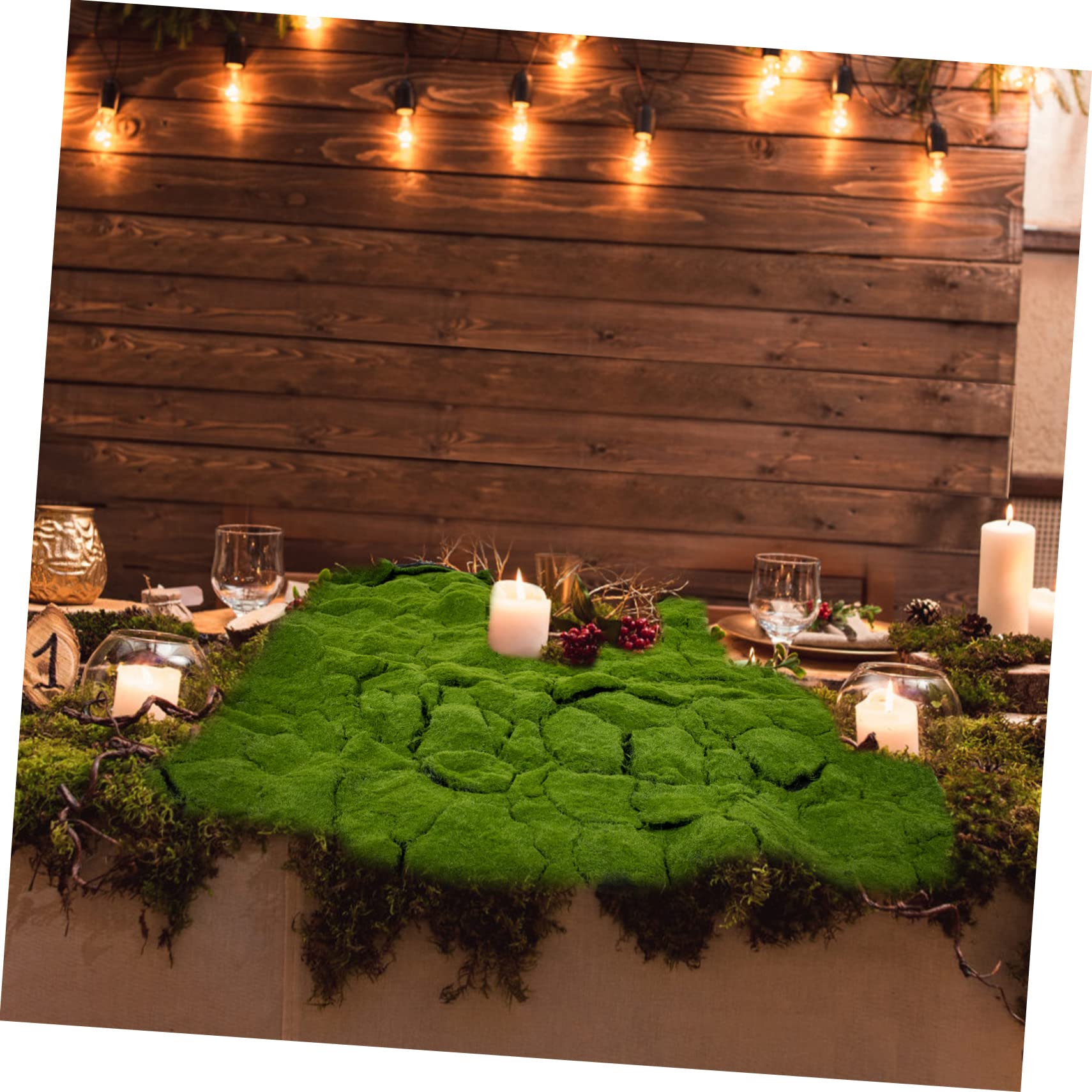 Cabilock Césped Artificial de Musgo Realista para Jardín y Dormitorio, Alfombra de Musgo Verde Material de Algodón y Algodón de Perla, Resistente al Desvanecimiento