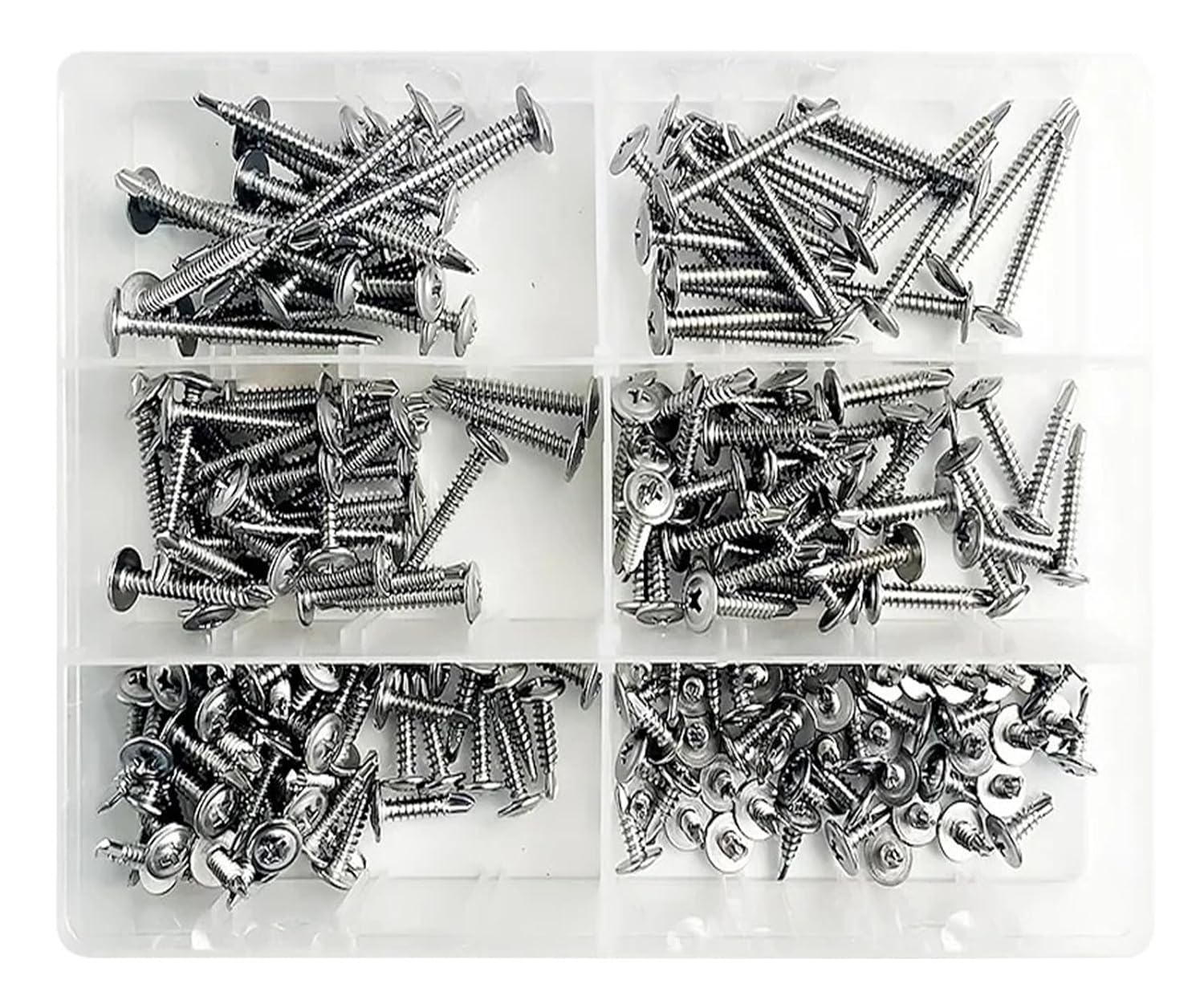 210pcs 410 Stainless Steel M4.2 Large Round Head Cross with Cushion Huasi Self Tapping Drilling Tail Dovetail Iron Sheet Screws(10 Boxes)
