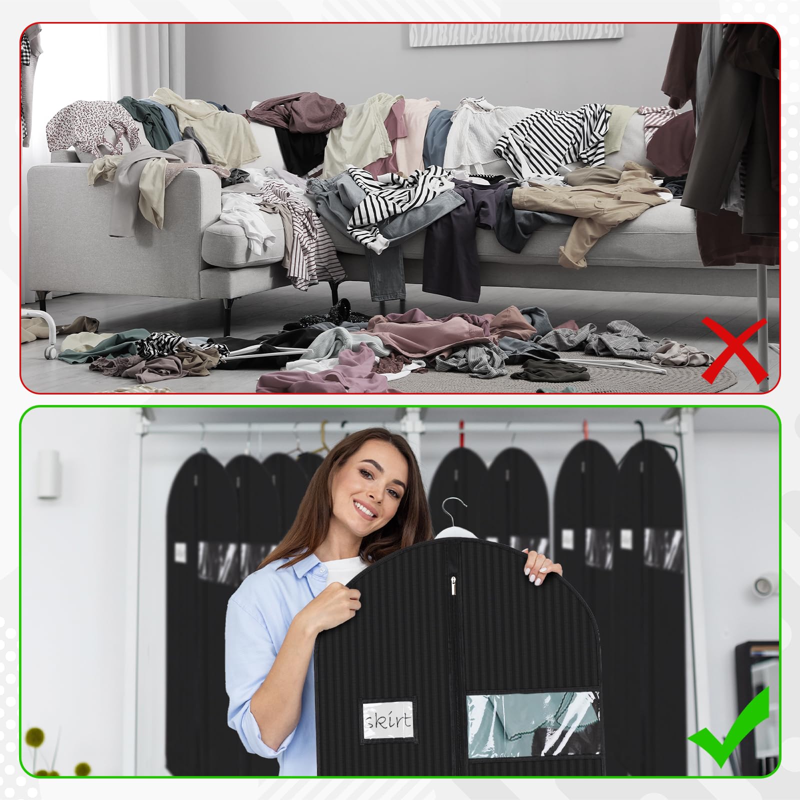 DOUZIO Custodie per Abiti in Cotone, Copriabiti Antipolvere, 3 Pezzi Di Custodia Porta Abiti Traspiranti Con Cerniera in Metallo, Copri Abiti Da Armadio per Pellicce, Visoni 120×58cm, Piatto