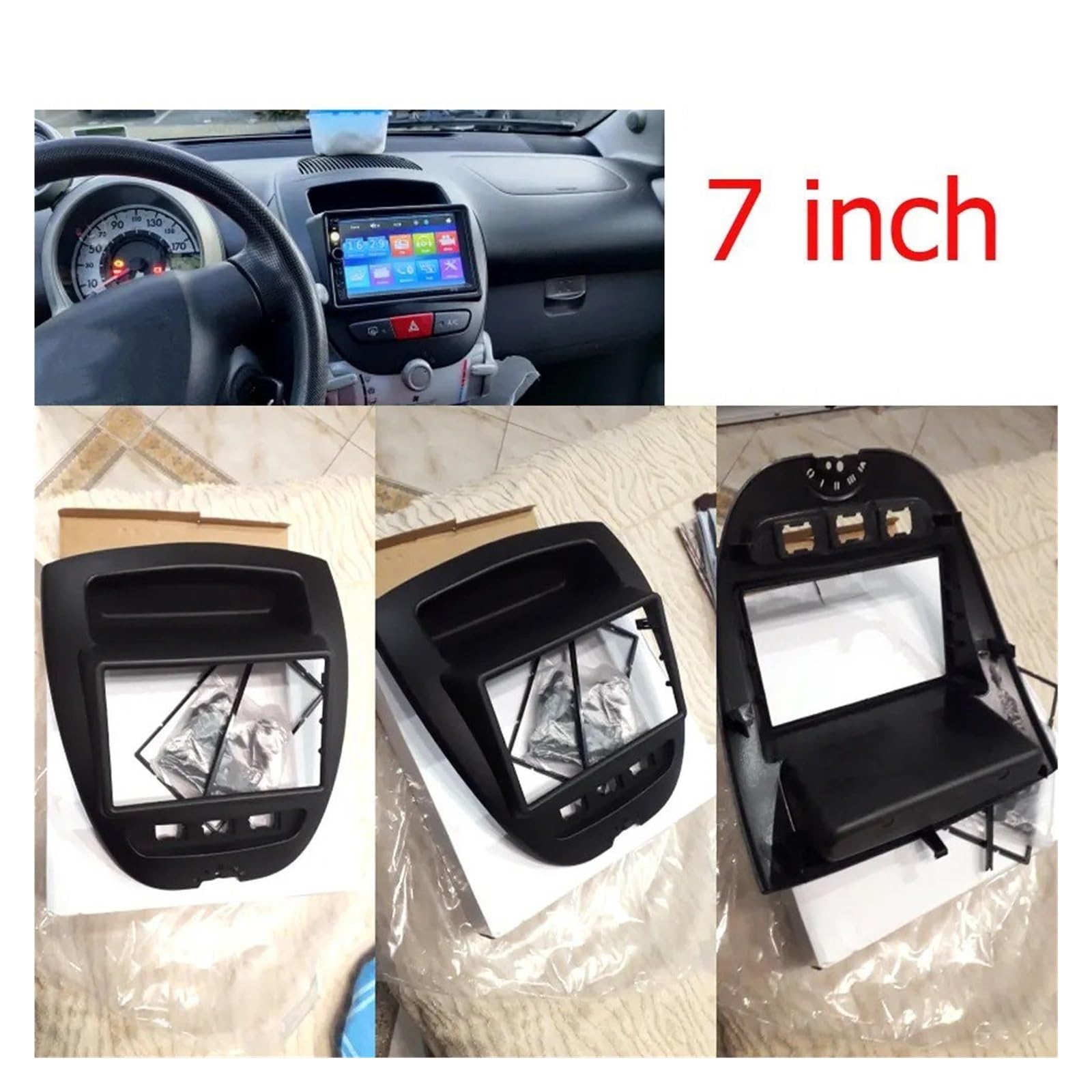 Cadre Voiture Stéréo Pour Citroen C1 2005-2014 Cadre De Radio DVD De Voiture Kit De Tableau De Bord Panneau Stéréo 7 Pouces Double 2 Din Façade Autoradio