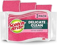 Scotch-Brite Delicate Clean Scrub Sponges, Extra Gentle Non-Scratch for Dishes, China, Nonstick Pans - 3 Pack Pink Sponges