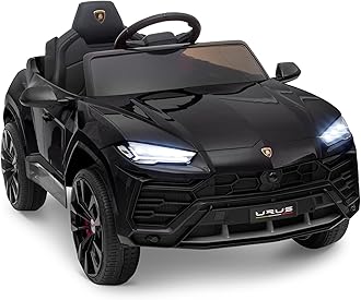 ENYOPRO 12V Licensed Lamborghini Urus Ride On Car, Electric Car Power Wheel SUV Toy w/Parent Remote Control, Music Player, FM Radio, LED Headlights, Soft Start, 2.5MPH Max Speed for Kids (Black)