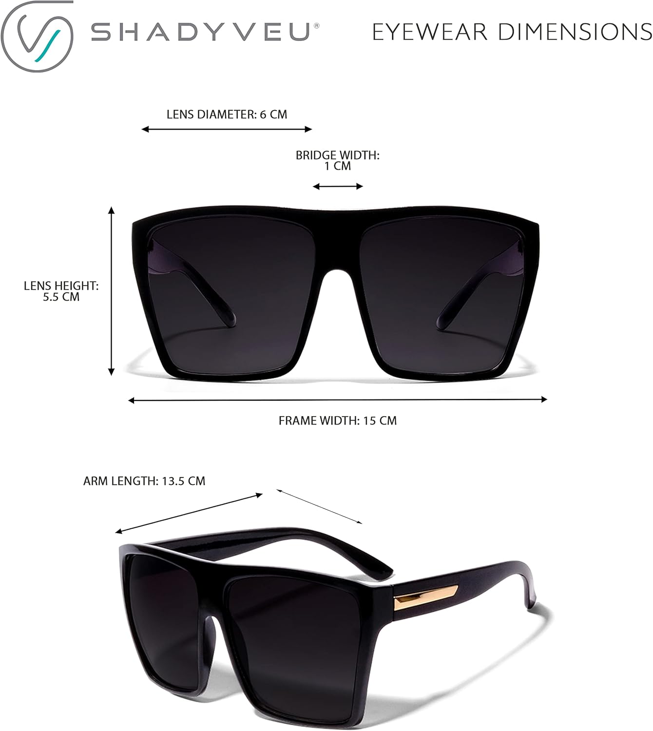 ShadyVEU Oversized Flat Top Trendy Square Trapezoid Shape Fashion Mens Womens Sunglasses